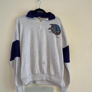 Vintage 90s Dolphin Preserve Marine Life Earth Children Quarterzip Sweatshirt